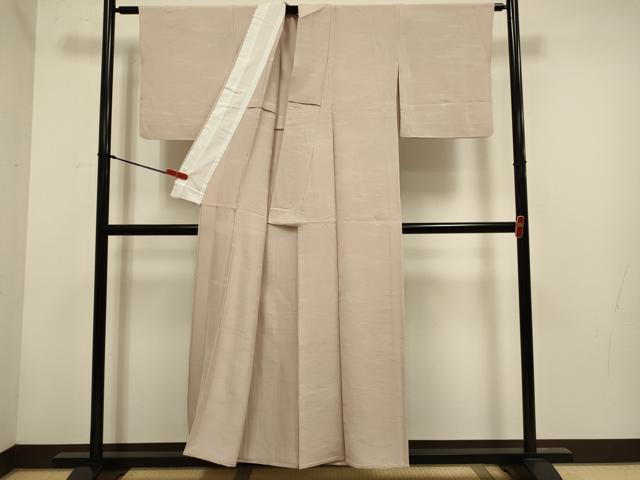 平和屋着物▽上質な色無地　単衣　芝霞地紋　洗柿色　正絹　逸品　DABH4653du