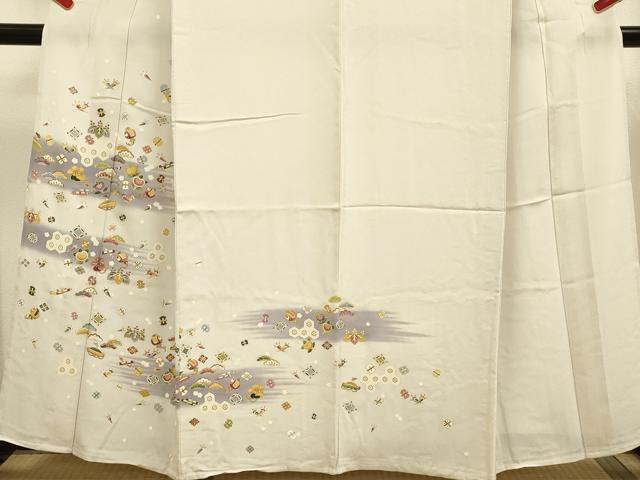 平和屋着物▽訪問着　単衣　宝尽くし花文　金彩　正絹　逸品　DABH4660du