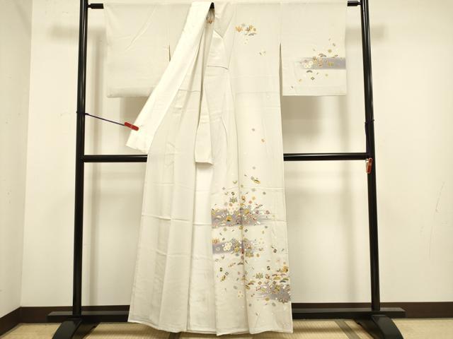 平和屋着物▽訪問着　単衣　宝尽くし花文　金彩　正絹　逸品　DABH4660du