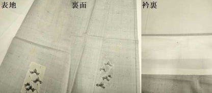 平和屋着物▽上質な紬　単衣　作家物　手描き　短冊蔦の葉文　正絹　逸品　DABH4661du
