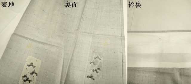 平和屋着物▽上質な紬　単衣　作家物　手描き　短冊蔦の葉文　正絹　逸品　DABH4661du