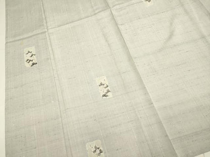 平和屋着物▽上質な紬　単衣　作家物　手描き　短冊蔦の葉文　正絹　逸品　DABH4661du