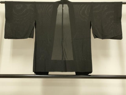 平和屋着物▽羽織　スリーシーズン　春夏秋　塵除け　黒地　正絹　逸品　DABH4662du