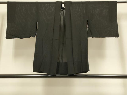 平和屋着物▽羽織　スリーシーズン　春夏秋　塵除け　黒地　正絹　逸品　DABH4662du