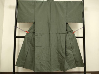 平和屋着物▽男性　単衣　藍媚茶色　アンサンブル　正絹　逸品　DABH4664du