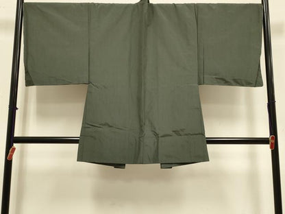 平和屋着物▽男性　単衣　藍媚茶色　アンサンブル　正絹　逸品　DABH4664du