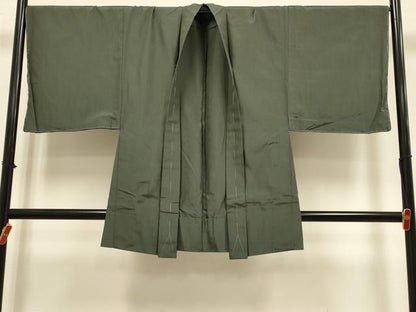 平和屋着物▽男性　単衣　藍媚茶色　アンサンブル　正絹　逸品　DABH4664du