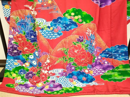 平和屋本店●お引きずり・お引き摺り・引き振袖　和装　結婚式　舞妓　芸妓　芸者　衣装　駒刺繍　流水吉祥花文　金彩　DABH4665du