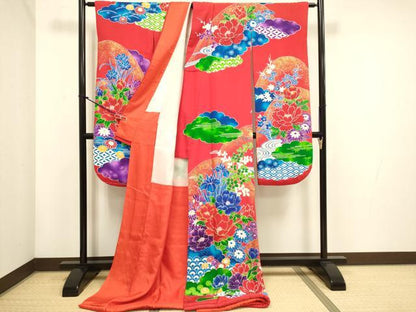 平和屋本店●お引きずり・お引き摺り・引き振袖　和装　結婚式　舞妓　芸妓　芸者　衣装　駒刺繍　流水吉祥花文　金彩　DABH4665du