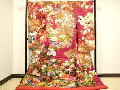 平和屋本店●色打掛　お引きずり　和装　婚礼　結婚式　花嫁　神社挙式　作家物　唐織　花鳥風月　金糸　逸品　DABH4666du