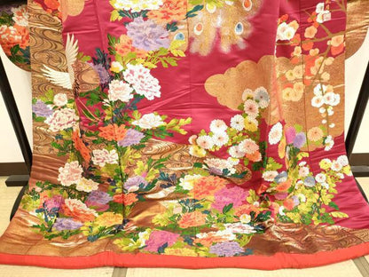 平和屋本店●色打掛　お引きずり　和装　婚礼　結婚式　花嫁　神社挙式　作家物　唐織　花鳥風月　金糸　逸品　DABH4666du