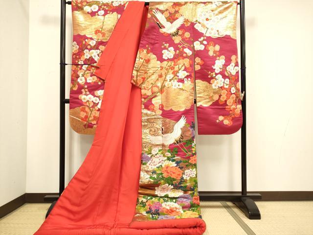 平和屋本店●色打掛　お引きずり　和装　婚礼　結婚式　花嫁　神社挙式　作家物　唐織　花鳥風月　金糸　逸品　DABH4666du