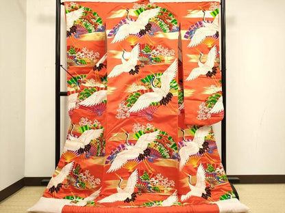 平和屋本店●色打掛　お引きずり　和装　婚礼　結婚式　花嫁　神社挙式　唐織　飛鶴扇花文　金銀糸　逸品　DABH4667du
