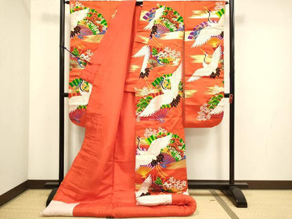 平和屋本店●色打掛　お引きずり　和装　婚礼　結婚式　花嫁　神社挙式　唐織　飛鶴扇花文　金銀糸　逸品　DABH4667du
