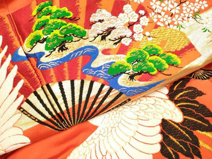 平和屋本店●色打掛　お引きずり　和装　婚礼　結婚式　花嫁　神社挙式　唐織　飛鶴扇花文　金銀糸　逸品　DABH4667du