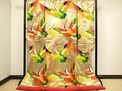 平和屋本店●色打掛　お引きずり　和装　婚礼　結婚式　花嫁　神社挙式　唐織　飛鶴文　金糸　逸品　DABH4668du