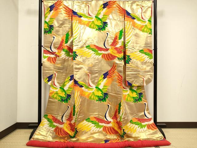 平和屋本店●色打掛　お引きずり　和装　婚礼　結婚式　花嫁　神社挙式　唐織　飛鶴文　金糸　逸品　DABH4668du