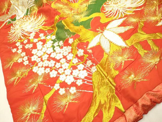 平和屋本店●色打掛　お引きずり　和装　婚礼　結婚式　花嫁　神社挙式　駒刺繍　総刺繍　飛鶴花文　松竹梅　金銀糸　逸品　DABH4669du