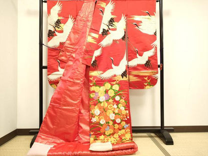 平和屋本店●色打掛　お引きずり　和装　婚礼　結婚式　花嫁　神社挙式　唐織　飛鶴花文　金銀糸　逸品　DABH4671du