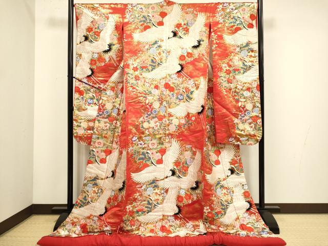 平和屋本店●色打掛　お引きずり　和装　婚礼　結婚式　花嫁　神社挙式　唐織　飛鶴花文　金糸　逸品　DABH4672du