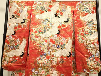 平和屋本店●色打掛　お引きずり　和装　婚礼　結婚式　花嫁　神社挙式　唐織　飛鶴花文　金糸　逸品　DABH4672du