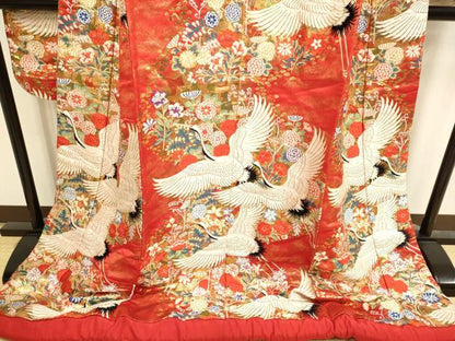 平和屋本店●色打掛　お引きずり　和装　婚礼　結婚式　花嫁　神社挙式　唐織　飛鶴花文　金糸　逸品　DABH4672du