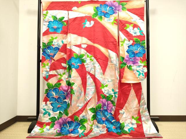 平和屋本店●お引きずり・お引き摺り・引き振袖　和装　結婚式　舞妓　芸妓　芸者　衣装　駒刺繍　舞花文　銀彩　逸品　DABH4674du