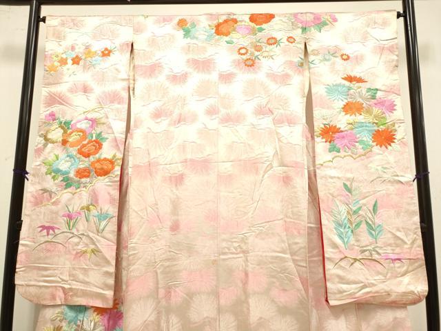 平和屋本店●お引きずり・お引き摺り・引き振袖　和装　結婚式　舞妓　芸妓　芸者　衣装　総刺繍　草花文　金銀糸　逸品　DABH4676du