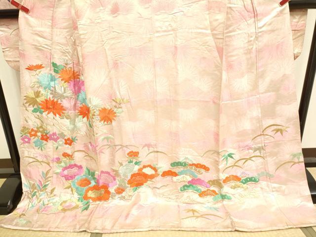 平和屋本店●お引きずり・お引き摺り・引き振袖　和装　結婚式　舞妓　芸妓　芸者　衣装　総刺繍　草花文　金銀糸　逸品　DABH4676du