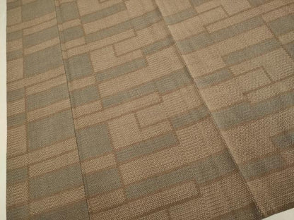 平和屋着物▽本塩沢　単衣　幾何学文様　正絹　逸品　DABH4681du
