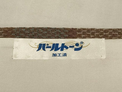 平和屋着物▽本塩沢　単衣　幾何学文様　正絹　逸品　DABH4681du