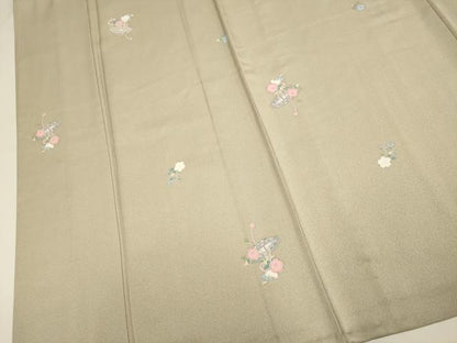 平和屋着物▽上質な小紋　単衣　舞桜文　正絹　逸品　未使用　DABH4682du