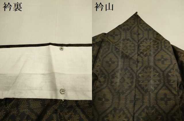 平和屋着物▽本場大島紬　単衣　亀甲花文　正絹　逸品　DABH4684du