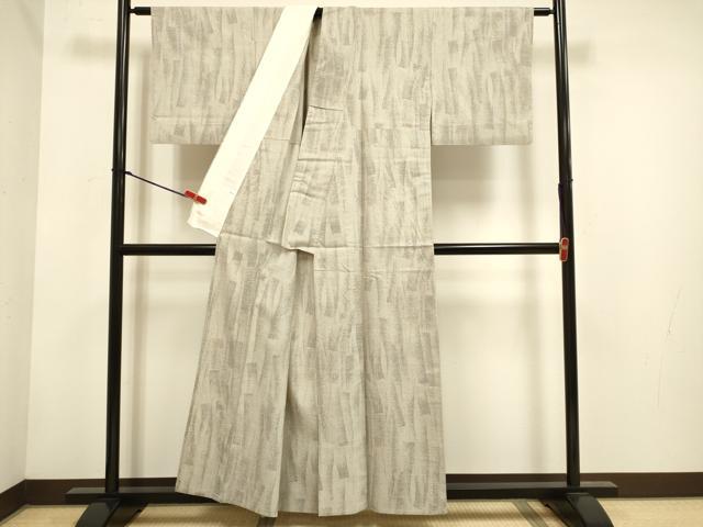 平和屋着物▽本場結城紬　単衣　100亀甲　短冊文　正絹　逸品　DABH4686du