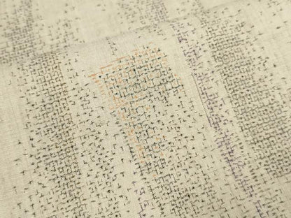平和屋着物▽本場結城紬　単衣　100亀甲　短冊文　正絹　逸品　DABH4686du
