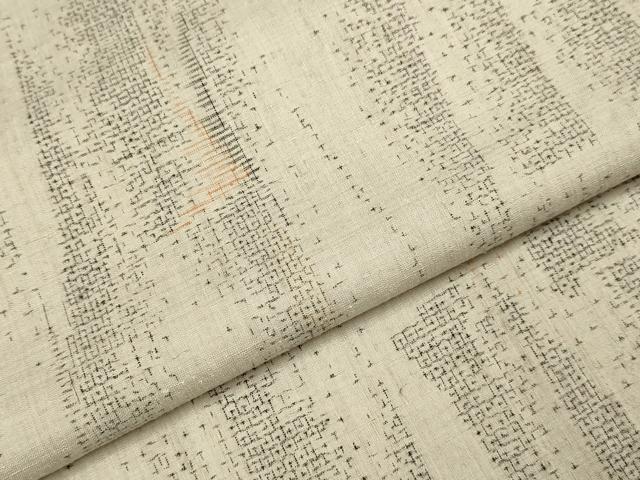 平和屋着物▽本場結城紬　単衣　100亀甲　短冊文　正絹　逸品　DABH4686du