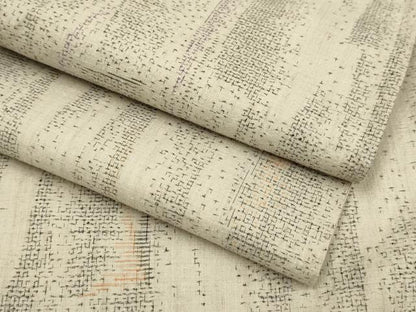 平和屋着物▽本場結城紬　単衣　100亀甲　短冊文　正絹　逸品　DABH4686du