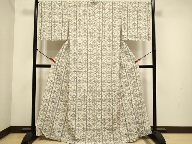 平和屋着物▽上質な紬　単衣　花間道　正絹　逸品　DABH4691du