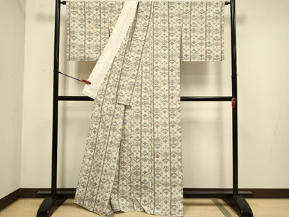 平和屋着物▽上質な紬　単衣　花間道　正絹　逸品　DABH4691du