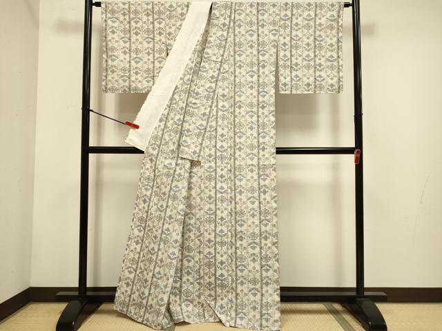 平和屋着物▽上質な紬　単衣　花間道　正絹　逸品　DABH4691du