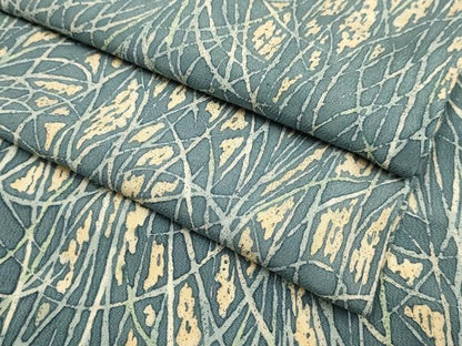 平和屋着物▽上質な小紋　単衣　ろうけつ染め　草葉文　正絹　逸品　DABH4695du