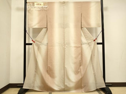 平和屋着物▽石川県指定無形文化財　牛首紬　白山工房　手織り　単衣　間道　暈し染め　証紙付き　正絹　逸品　DABH4700du