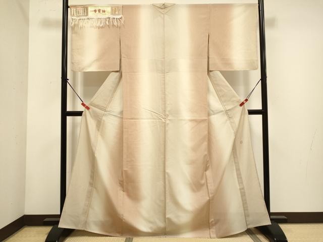 平和屋着物▽石川県指定無形文化財　牛首紬　白山工房　手織り　単衣　間道　暈し染め　証紙付き　正絹　逸品　DABH4700du