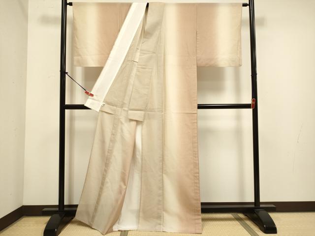 平和屋着物▽石川県指定無形文化財　牛首紬　白山工房　手織り　単衣　間道　暈し染め　証紙付き　正絹　逸品　DABH4700du