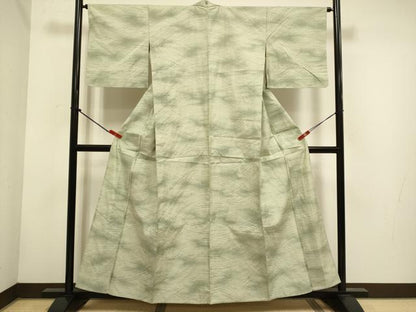 平和屋着物▽上質な紬　単衣　霞文　正絹　逸品　DABH4702du