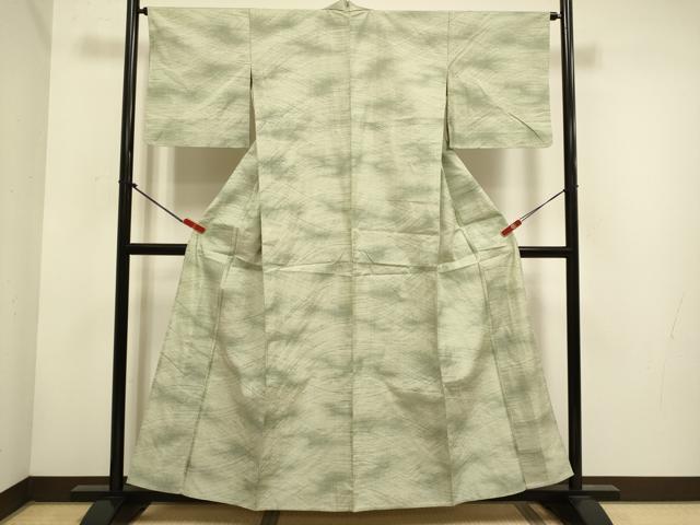 平和屋着物▽上質な紬　単衣　霞文　正絹　逸品　DABH4702du
