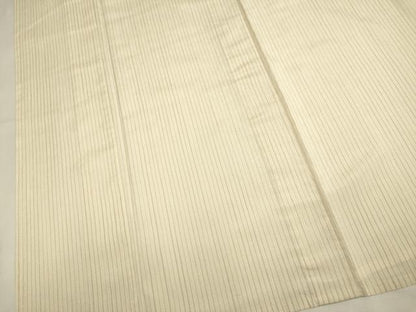 平和屋着物▽小千谷紬　単衣　湯揉み絹縮　縞　ロング丈　証紙付き　正絹　逸品　DABH4703du