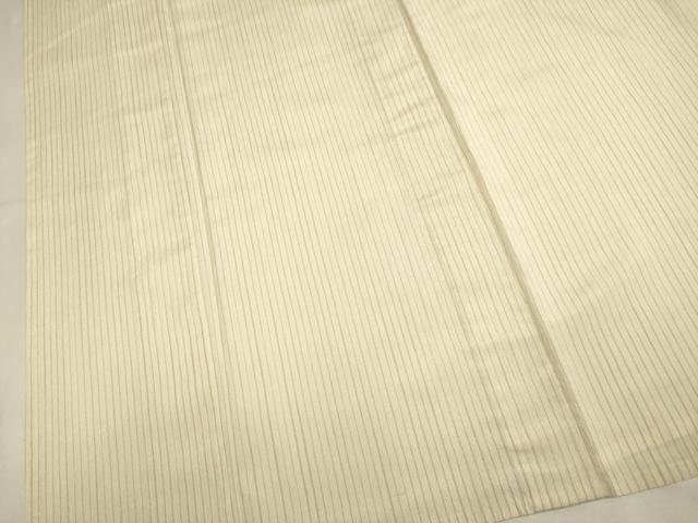 平和屋着物▽小千谷紬　単衣　湯揉み絹縮　縞　ロング丈　証紙付き　正絹　逸品　DABH4703du