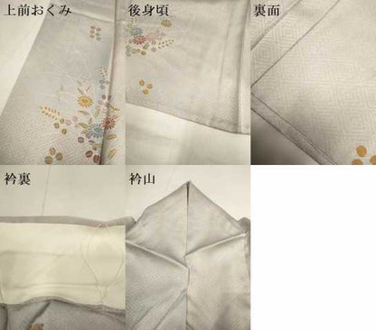 平和屋着物▽訪問着　単衣　草花文　暈し染め　正絹　逸品　DABH4704du
