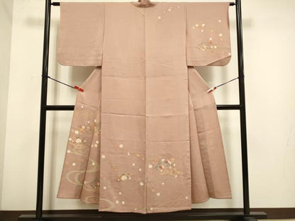平和屋着物▽中国三大刺繍　スワトウ刺繍　汕頭刺繍　訪問着　単衣　地紙花文　正絹　逸品　DABH4711du